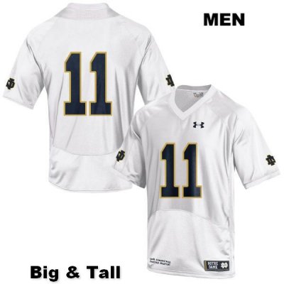 Notre Dame Fighting Irish Men's Alohi Gilman #11 White Under Armour No Name Authentic Stitched Big & Tall College NCAA Football Jersey TWA3699TX